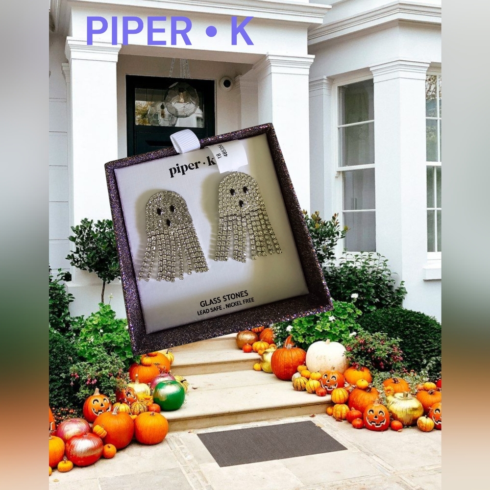 Nwt Piper • K  Silver Super Sparkly Ghost Earrings glass stones